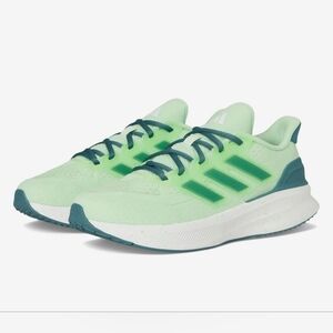 adidas Size 6 1/2 UltraRun 5 J Neon Mint Running Shoe with Dark Green Accents